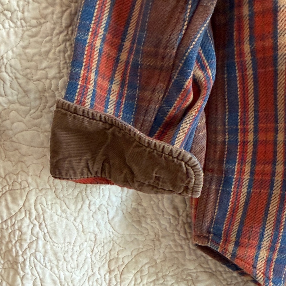 St. John's Bay Brown, Blue & Orange Plaid Corduroy-Trim Shirt - Picture 4 of 9
